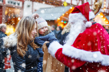 Mother and Child Visiting Santa