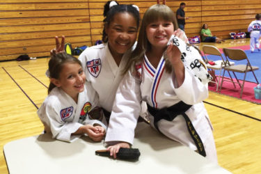 Girls in martial arts class