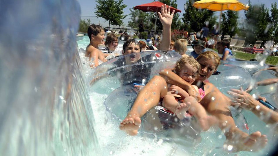 Group in pool at Pirate's Cove