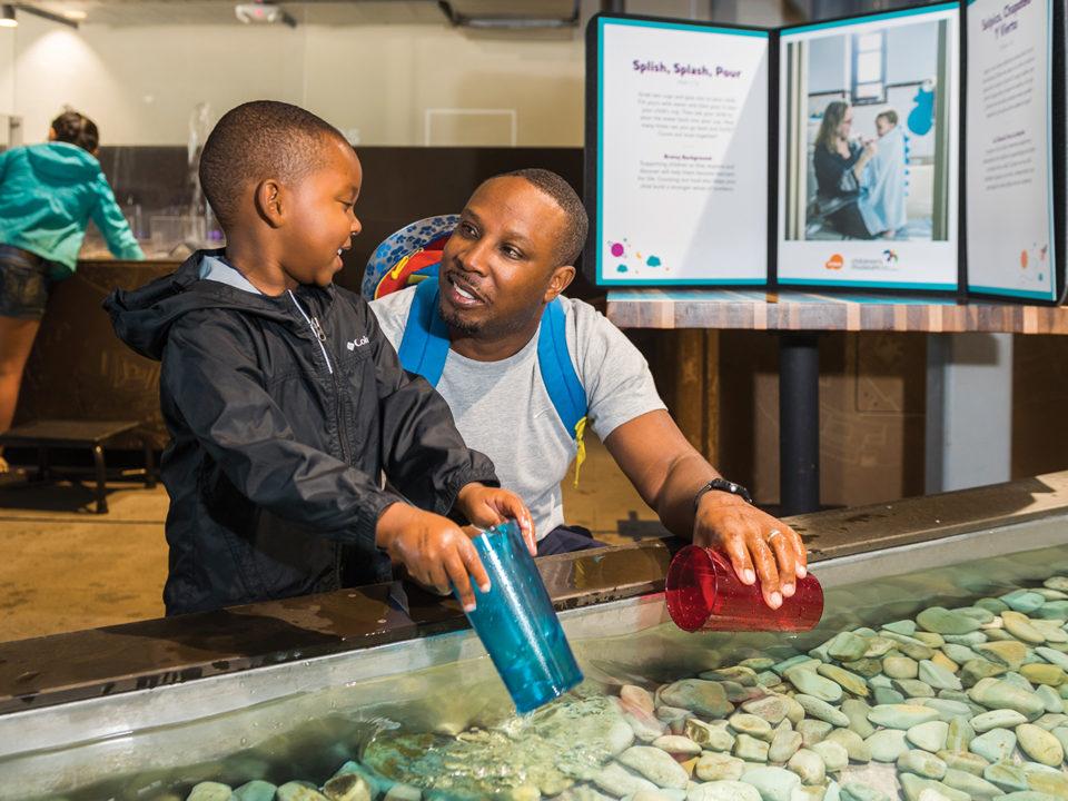 Father and son at the Children's Museum of Denver at Marsico Campus