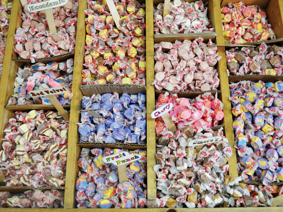 Rows of salt water taffy