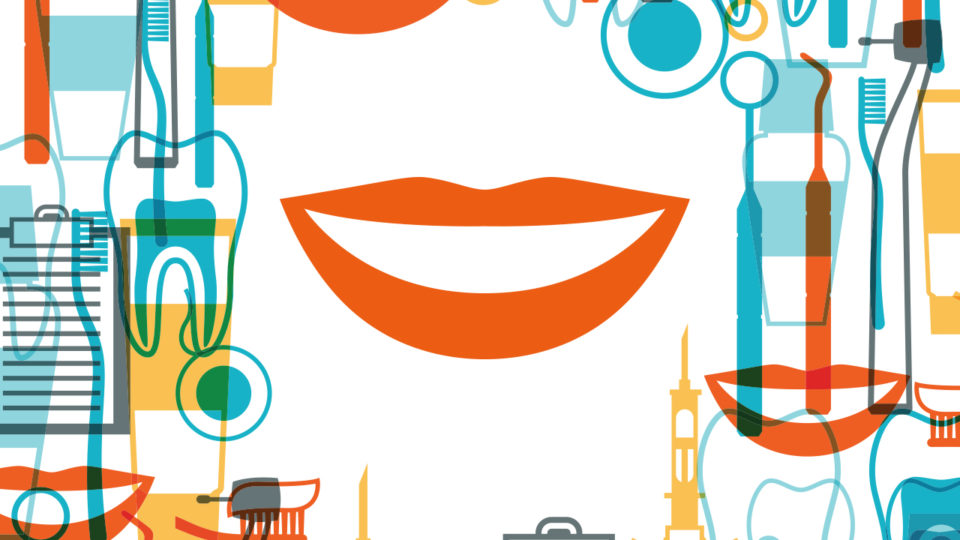 Illustration of dental tools and smile