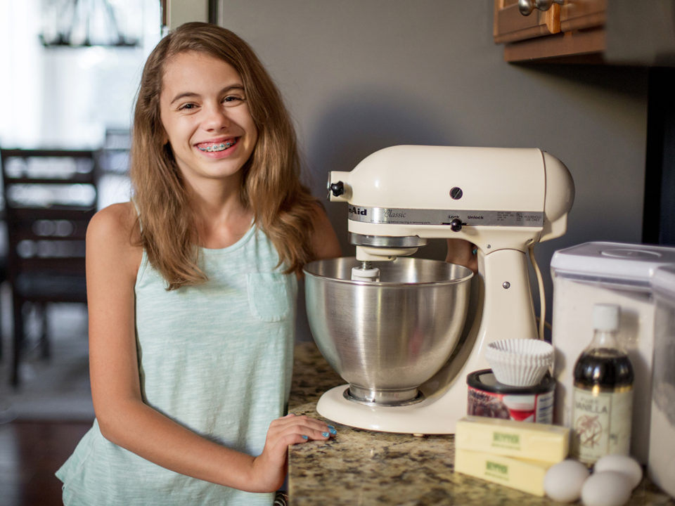 Audra Tow with her kitchenaid mixer