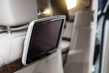 Tablet mounted in car for road trip