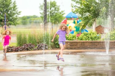 Children at splash pad