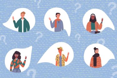 people with speech bubbles