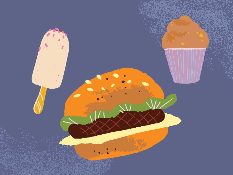 hamburger, ice cream