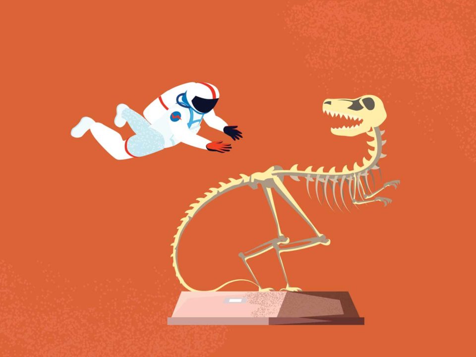 dinosaur and astronaut