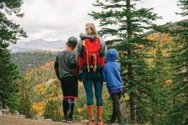 Hiking in fall leaves