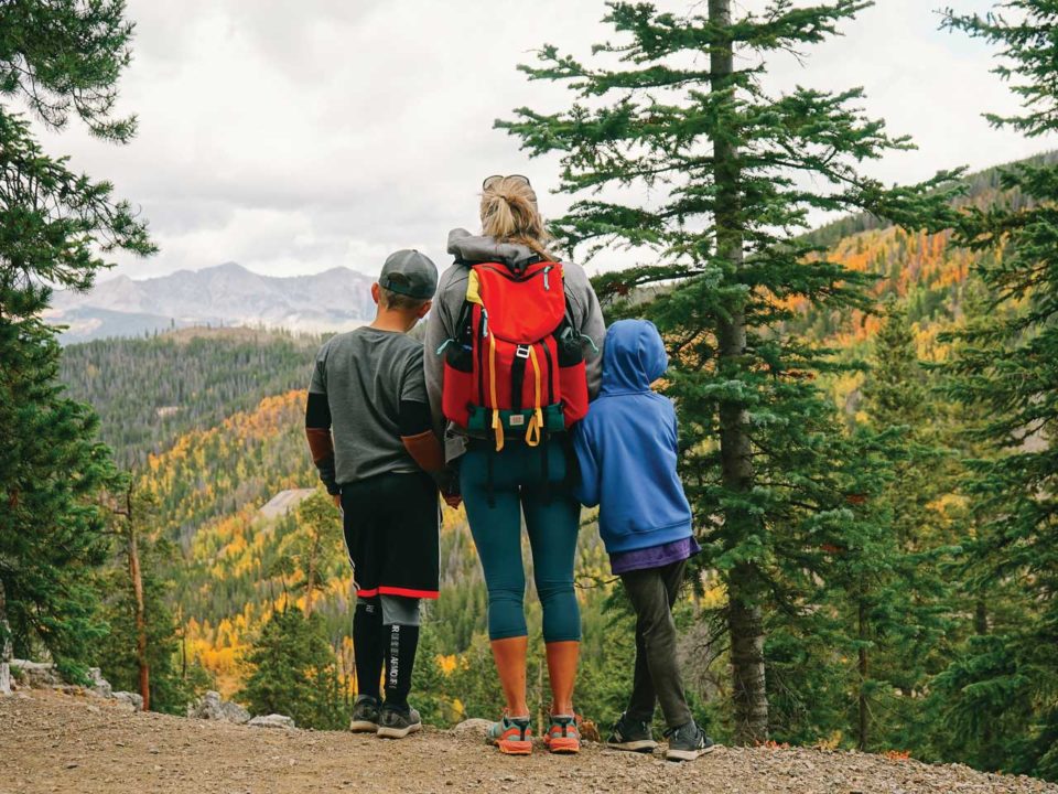 Hiking in fall leaves