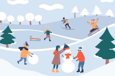 Illustration of winter activities