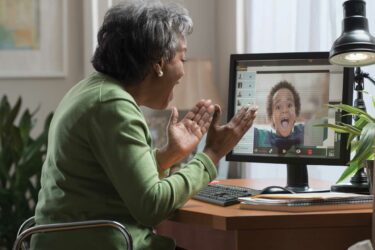 Grandmother videochatting with child