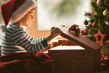 Boy opening present