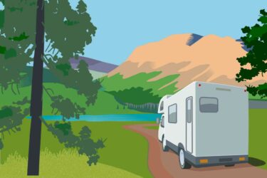 Illustration of RV in park