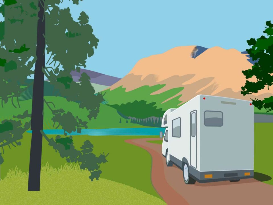 Illustration of RV in park