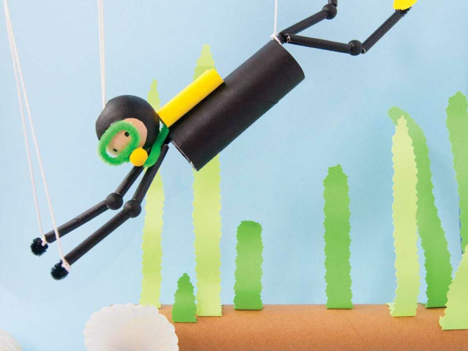 Homemade diver puppet