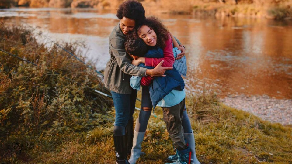 Family hugging
