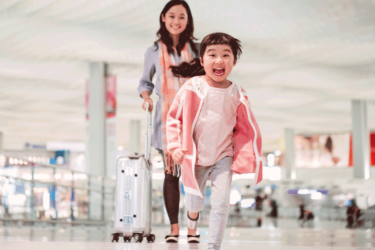 Mother and child in airport