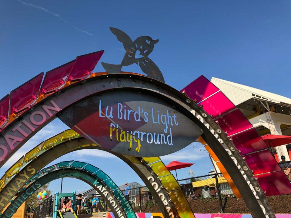 Welcome sign at LuBird Light Playground