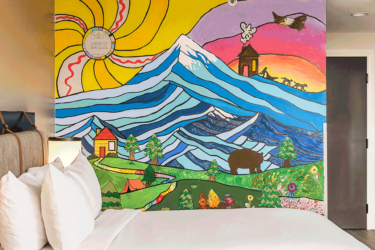 Mural on wall at the Inn at Riverwalk.