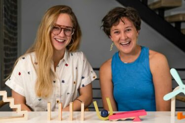 Anna Gilbertson and Alana Aamodt, co-creators of the STEM toy Momentix