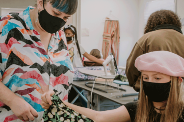 Child and textiles teacher