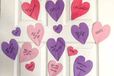 Paper hearts on a door