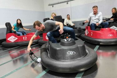 Group of friends playing whirlyball