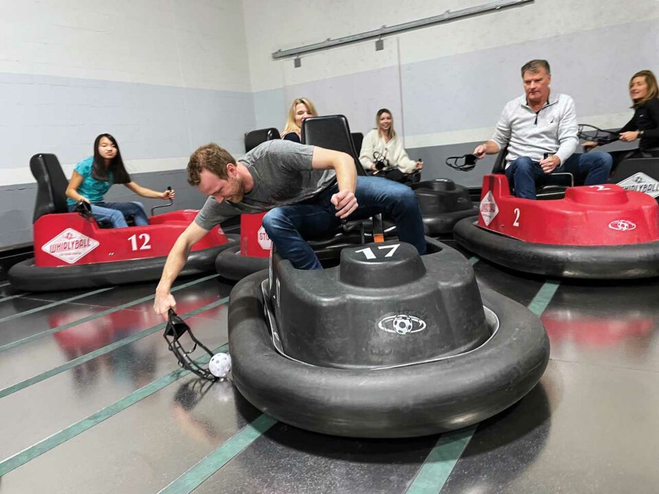 Group of friends playing whirlyball