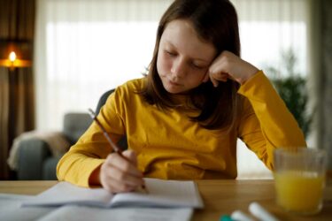 Girl working on homework