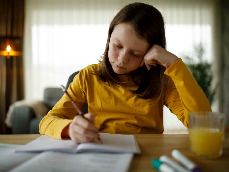 Girl working on homework