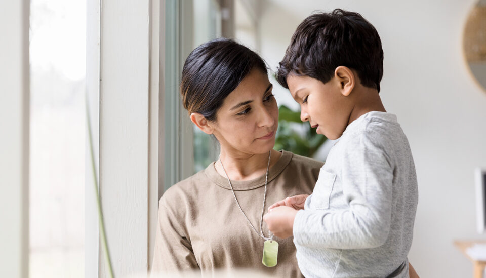 Parent and son having a quiet talk